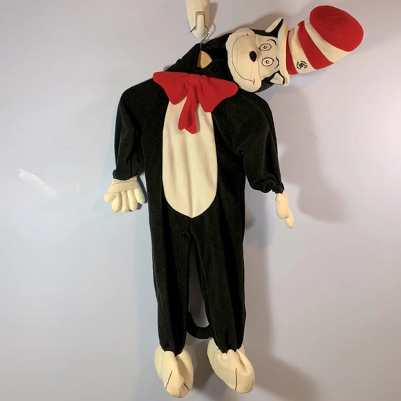 Rubies toddler DR SEUSS cat in the hat costume unisex 3-5 fleece one piece - Picture 1 of 11